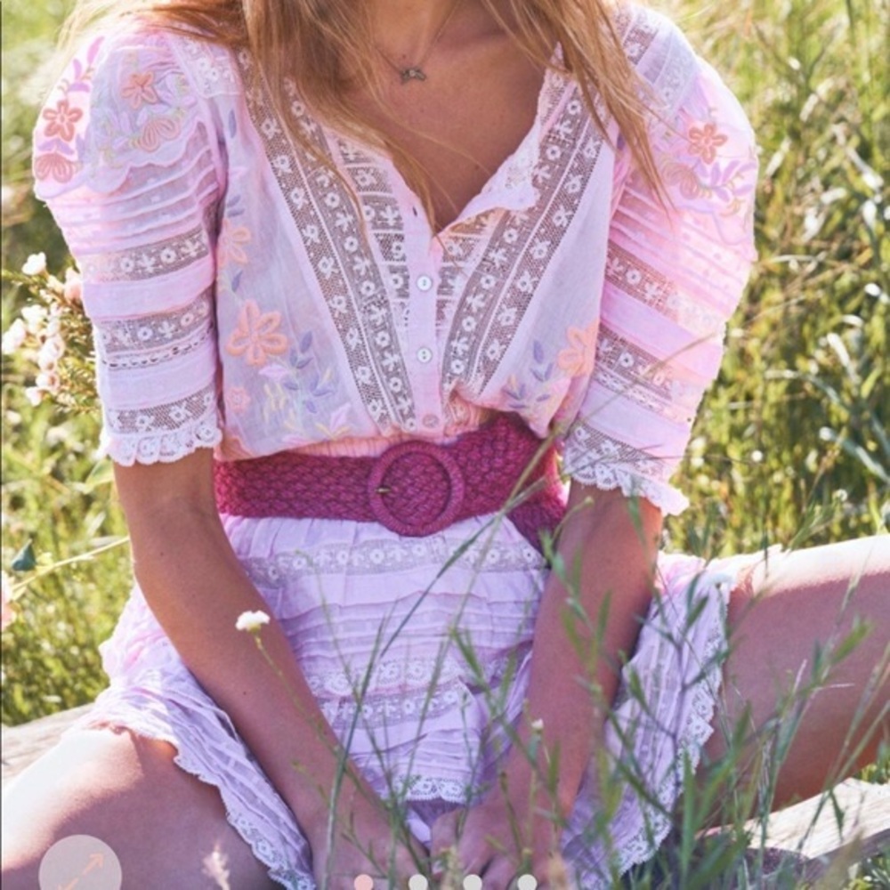 LoveShackFancy Quincy Dress in Pink Tulip